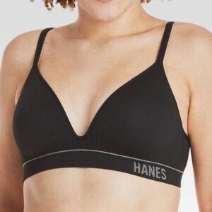 Hanes Originals Women’s Ribbed Seamless Contour Bra Lightly Lined Size Large